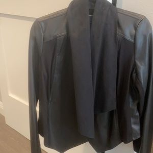 Faux leather jacket with draped front. Size M